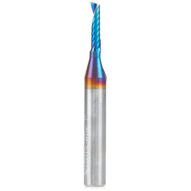 51411-K Spiral O Single Flute Plastic Cutting Up-Cut Mirror Finish CNC Router Bit 1/8"D 1/2"CH 1/4"SH 2"OL